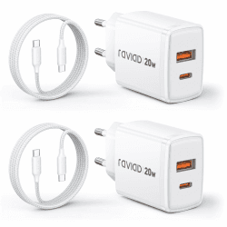 RAVIAD 20W USB C Ladegerät 2-Pack mit USB C Kabel 2M