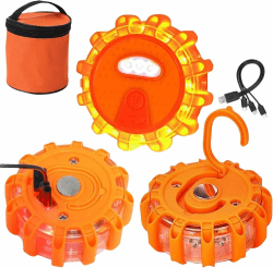 🚨 3 Stück Wasserdichte Warnleuchten mit Tasche und 3-In-1-Ladekabel
