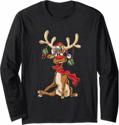 🦌 Lustiges Rentier Weihnachten Langarmshirt 🎄 - Christmas Geweih