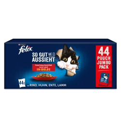 🐱🌟FELIX So gut wie es aussieht - Geschmacksvielfalt vom Land in Gelee - 44x85g Portionsbeutel