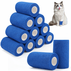 Selbstklebender Verband 10cm x 4,5m, 12 Rollen Elastische Binde Bandage Fixierbinde Haftbandage Selbstklebend für Handgelenk, Füße (Blau) 🩹