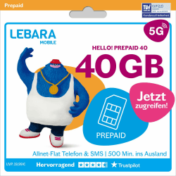 LEBARA Prepaid SIM-Karte mit Hello! 40 Prepaid Tarif ohne Vertrag 📱🌐