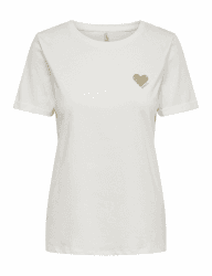 🌟SALE🌟 Damen Einfarbiges T-Shirt mit Brand Herz Basic Kurzarm Rundhals Top Shortsleeve Oberteil ONLKITA