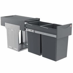 🌟 Deal: Hailo Abfallsammler Tandem 3666101 | Abfalleimer für Schränke ab 300 mm Breite mit Drehtür | Einbau Mülleimer mit 2x 15L Trennung | Mülltrennung als Vollauszug mit Teleskopschienen | Dunkelgrau 🌟