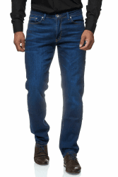 👖 JEEL Herren-Jeans - Regular-Fit Straight-Cut - Stretch - Jeans-Hose Basic Washed 38W / 32L 01-navy
