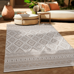 Paco Home Outdoor Teppich Flachgewebe Modern Boho-Style - Beige 2