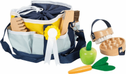 🐴🎁 Holz Pferdepflege-Set mit Tasche - Spielset für Kinder