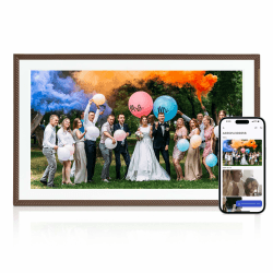 ARZOPA Digitaler Bilderrahmen Groß 15,6 Zoll 📸🖼️ Kostenlose Arzopa App Sofortige Fernübertragung Fotos Videos 1920x1080 FHD IPS Touchscreen Elektronischer Bilderrahmen Geschenk für Feiertage - D15 Braun