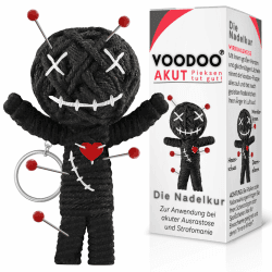 Voodoo Puppe mit Nadeln | Geschenkbox & Anleitung | Scherz-Medikament