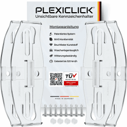 PLEXICLICK® Kennzeichenhalter Rahmenlos in Transparent 😎🚗
