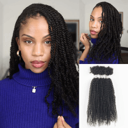 FASHION IDOL Kinky Curly V Bulk Echthaar für Twist Braids Dreadlock Extensions Loc Repair