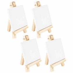 🎨🖼️ Ideen mit Herz Mini-Staffeleien mit Leinwand | Mini-Leinwände auf Keilrahmen, weiß | Holz-Staffeleien | Tischdeko
