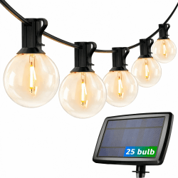 LE Solar Lichterkette Glühbirnen Aussen, 7.62M 25 LEDs G40 Außen Beleuchtung, USB wiederaufladbar, 4 Modus Solarlichterkette 🌞🌿🌺