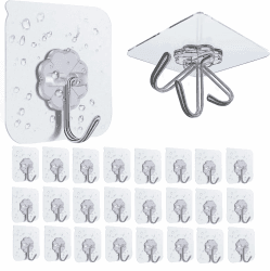 🔥 25 Stück Selbstklebende Klebehaken Extra Stark - Wandhaken Transparent für Küche Badezimmer Wand & Decke Aufhänger