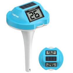 Pool Thermometer mit Doppelbildschirm, leicht ablesbar, IPX7 wasserdicht (Blau)