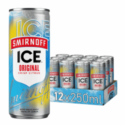 🍋🍹 Smirnoff Ice Premium Vodka, Erfrischendes Zitronen-Mixgetränk mit 10% Alkohol, 12 Dosen x 250 ml