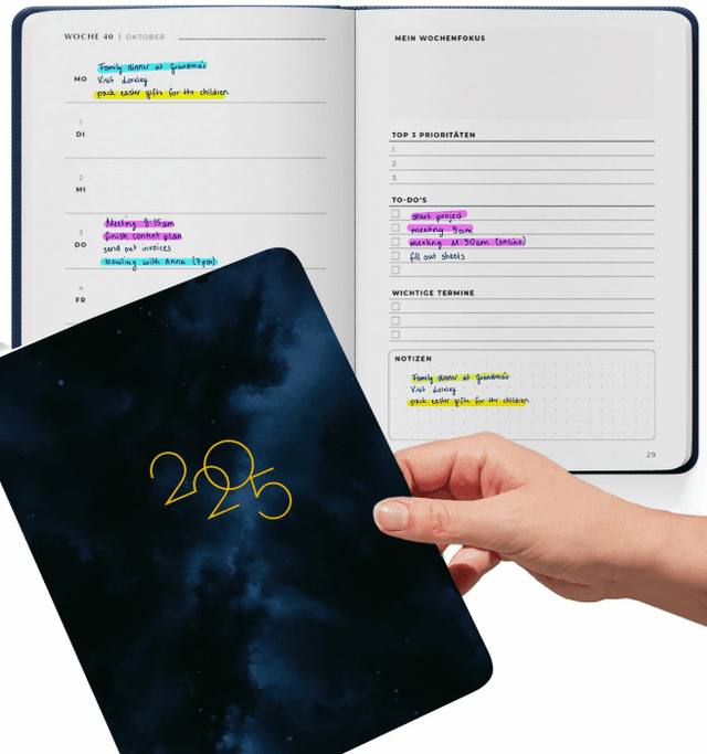 Stylischer Terminplaner 2025 - Buchkalender A5 Januar bis Dezember 2025 📅📘