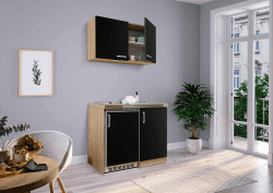Respekta Küche Miniküche Singleküche Pantry Eiche Schwarz Levin 100 cm 😍🔥