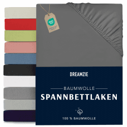 Dreamzie Spannbettlaken 160x200cm - Anthrazitgrau - 100% Jersey Spannbetttuch 160x200 😍🛏️