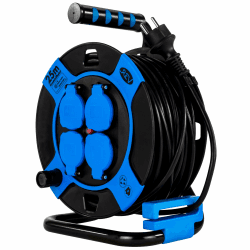 🔌 REV Kabeltrommel, IP44, Outdoor, 4 Schutzkontaktsteckdosen, 25m, schwarz - Angebot