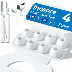 🎧 4 Paar Ersatz-Ohrstöpsel für Airpods Pro 1/2 mit Loch für Geräuschreduzierung, Silikon-Ohrstöpsel für Airpods Pro mit Reinigungsset & tragbarer Aufbewahrungsbox, 4 Größen (XS/S/M/L) Weiß