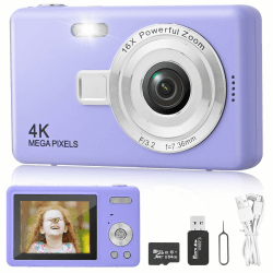 Digitalkamera Fotokamera mit 64GB Karte, 1080P FHD 40MP Kinder Kamera 2.4" LCD (Lila) 📷
