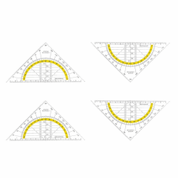 📐📏 4 Stück Geodreieck aus Kunststoff, 16 cm, bruchsicher und transparent (A) - Sonderangebot!