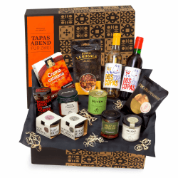 🎁 Präsentkorb - Tapas-Abend für Zwei 🍷🧀 - Gefüllter Feinkost-Geschenkkorb von jamon.de