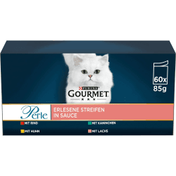 🐱 Gourmet Perle Erlesene Streifen Katzenfutter nass, Sorten-Mix, 60er Pack (60 x 85g) 🐾