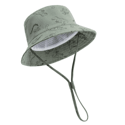🌞👶 Unisex Baby Kinder Sonnenhut Kappe Mütze Fischerhut Strandhut Green Dinosaur 1-2 Jahre 🦕