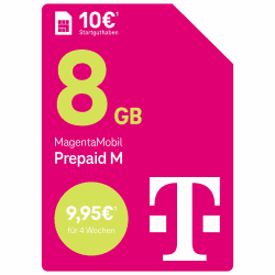📱 Telekom MagentaMobil Prepaid M mit 8 GB Highspeed-Volumen | 5G/LTE Max & Allnet Flat