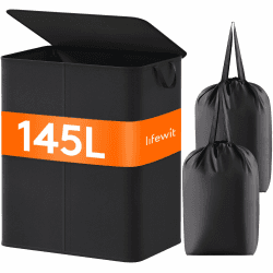 🌟 Lifewit 145L Wäschekorb mit 2 Fächern - Schwarz 🧺