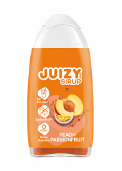 🍑🌿 JUIZY WOW Zuckerfreier Getränkesirup | Natürlicher Geschmack - Low Calorie | Fertiggetränk von JULIENCO (1 x 65ml, Peach Passionfruit) 🌿🍑