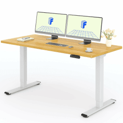 🌟 FlexiSpot Höhenverstellbarer Schreibtisch mit 2 Motoren & 25MM einteiliger Tischplatte - 160 x 80 cm Ahorn 🌿 weißes Gestell ⚪