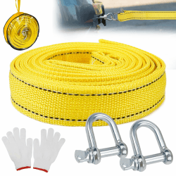 Abschleppseil Auto Tow Rope Kit 4 Meter 5 Tonnen Abschleppseil PKW Notfall-Abschleppgurt mit 2 Verstärkten Haken und 2 Handschuhen für Abschleppen und zur Rettung von Autos