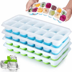 🧊 Silikon Eiswürfelform mit Deckel BPA Frei, JRISBO 4 Pack Eiswürfelbehälter Stapelbar & LFGB-Zertifiziert 🍹