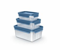 🌿🍲 Emsa Clip & Close Eco Frischhaltedosen-Set, 3-tlg., 0,55/1,0/2,2 L, Blau, N1171800