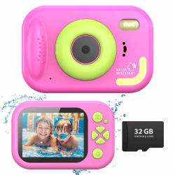 📸🌊 Unterwasserkamera 48MP Kinderkamera 10M Wasserdicht Digitalkamera Schnorcheln Fotoapparat Spielzeug Geschenk für Kinder 1080P 10x Digitalzoom mit 32GB Karte Rosa