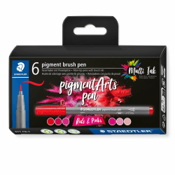🎨 STAEDTLER Brush Pen Pigment Arts, Reds & Pinks - 6er Pack