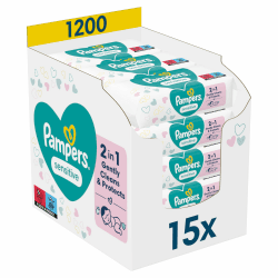 👶 Pampers Sensitive Feuchttücher - 15 Packungen mit 80 Stück | 1200 Feuchttücher 🌿
