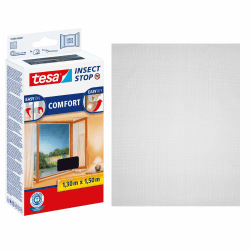 tesa Insect Stop Comfort Fliegengitter für Fenster - Insektenschutz mit Klettband selbstklebend - Anthrazit