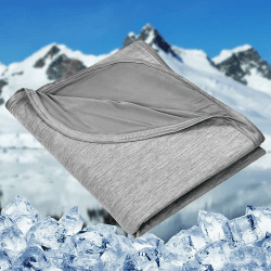HOMFINE Kühldecken für heiße Schläfer - Leichte Sommerdecke mit Japanische Arc-Chill Q-Max>0.43 Kühlfasern, 2 in 1 doppelseitig Wohndecke Sofadecke Reisedecke - Grau 150 * 200 cm
