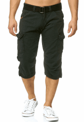 Indicode Herren Nicolas Check 3/4 Cargo-Shorts inkl. Gürtel 😎 | Herrenshorts aus Baumwolle