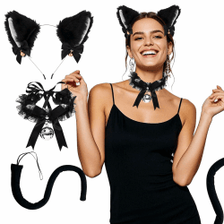🐱 Katzenohren Haarreif Katzenkostüm Damen Cat Ears Costume 🐾