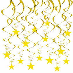🌟🎉 RIBBOOO Gold Hängende Reflektierende Stern Papier Girlande, 15 PCS Gold Stern Glitter Girlande Streamer 🌟🎉