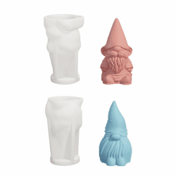 Silikonformen Gießformen Weihnachtsmann, 2 Stück 3D Wichtel Silikonform Weihnachten Kerzenform