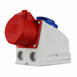 🔌🚤 REV CEE Wandsteckdose, 400 VAC u. 230 VAC, 16 A, 5-polig, 3P + N + PE, IP44, mehrfarbig