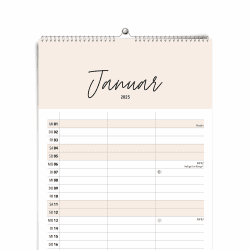 Familienplaner Boho 2025 - Wandkalender für Paare in Pastellfarben