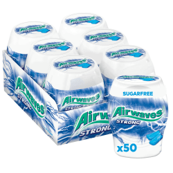 🌬️🍬 Airwaves Kaugummi Strong, Zuckerfrei, weiß, 6 Dosen (6 x 50 Dragees) 🍬🌬️