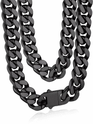 Bandmax Panzerkette Herren Damen Edelstahl Kette 12MM breit Halskette Gold/Schwarz